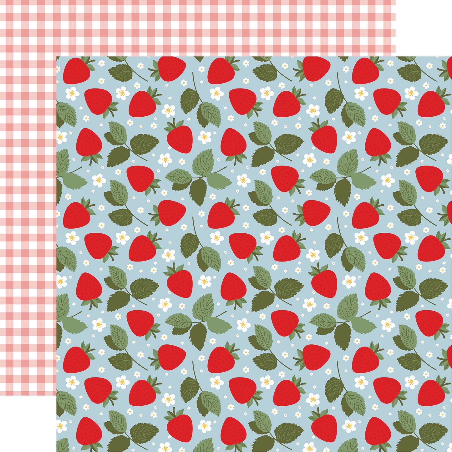 Echo Park - Strawberry Fields Collection - 12 x 12 Double Sided Paper - Fresh Picked Strawberries