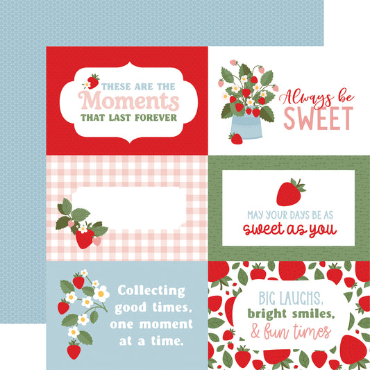 Echo Park - Strawberry Fields Collection - 12 x 12 Double Sided Paper - 6 x 4 Journaling Cards