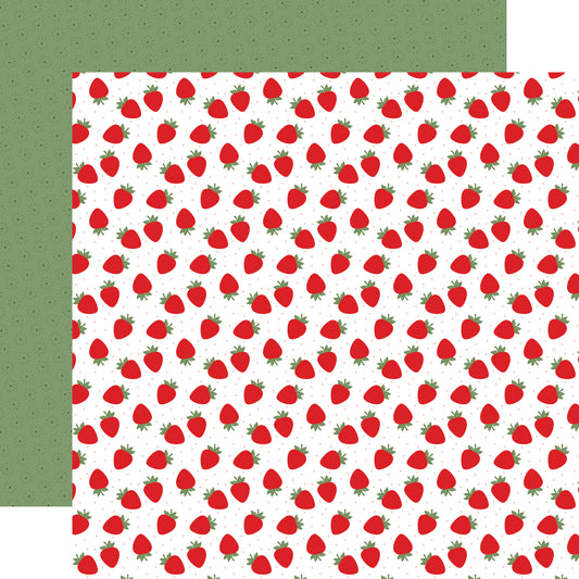 Echo Park - Strawberry Fields Collection - 12 x 12 Double Sided Paper - Berries And Cream