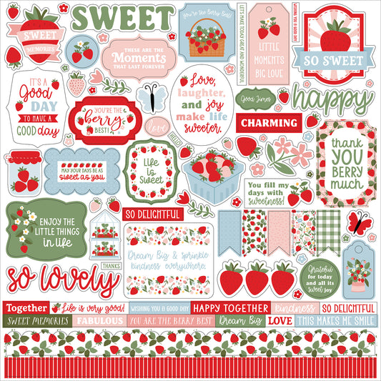 Echo Park - Strawberry Fields Collection - Elements - Cardstock Stickers