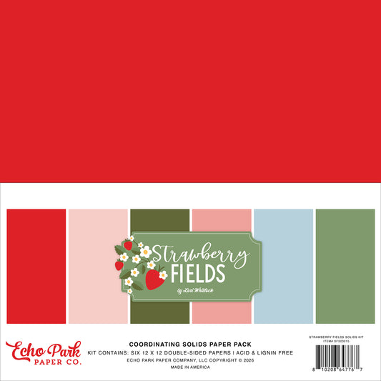 Echo Park - Strawberry Fields Collection - 12 x 12 Paper Pack - Solids