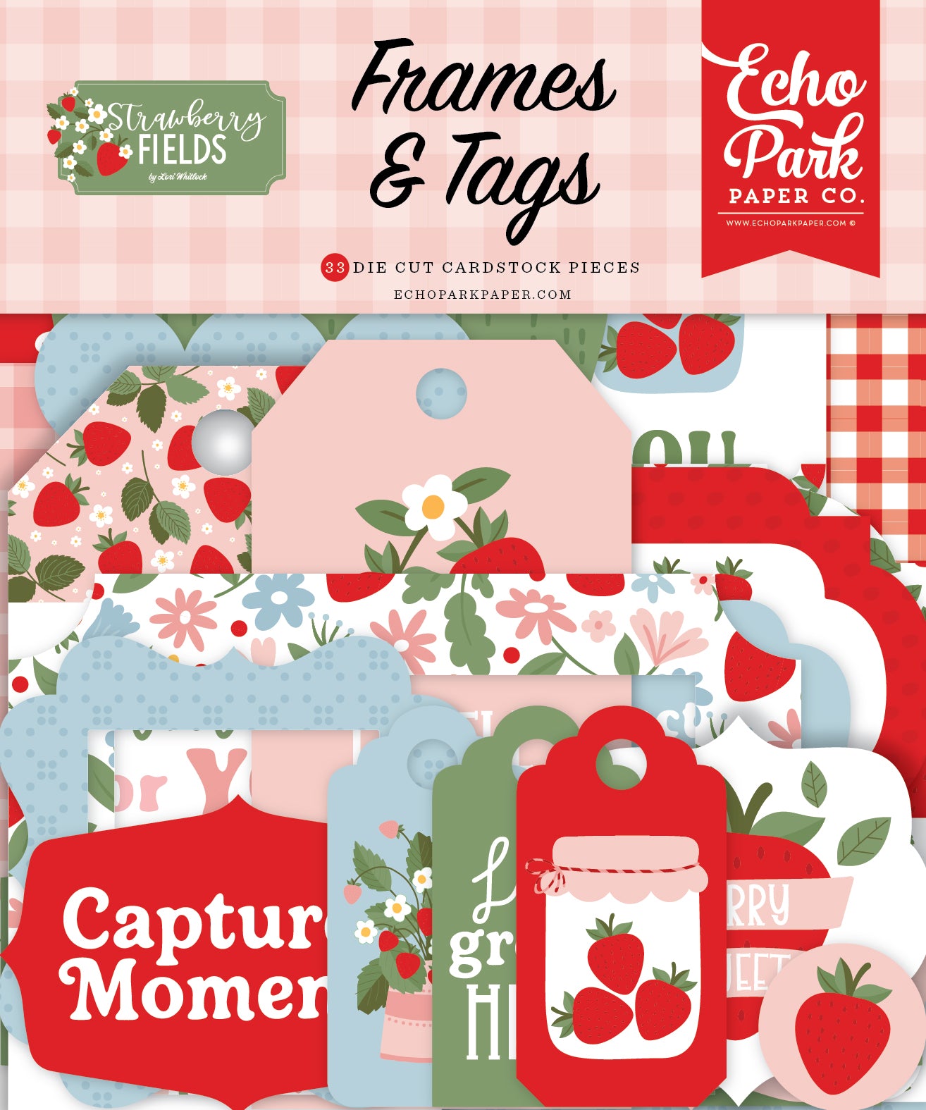 Echo Park - Strawberry Fields Collection - Ephemera - Frames And Tags