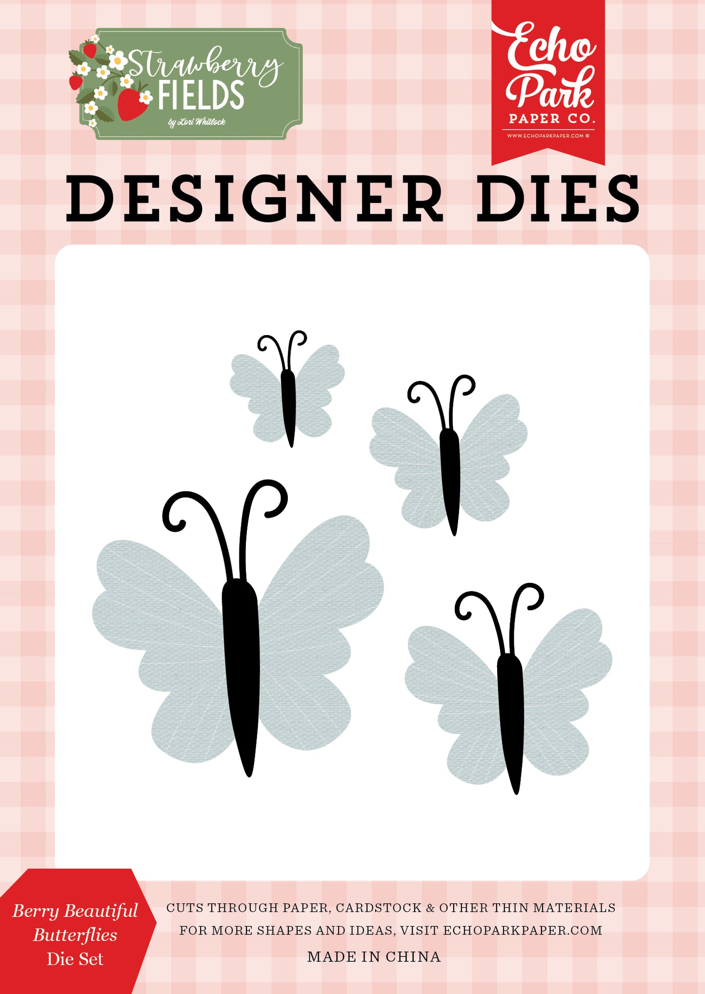 Echo Park - Strawberry Fields Collection - Designer Dies - Berry Beautiful Butterflies