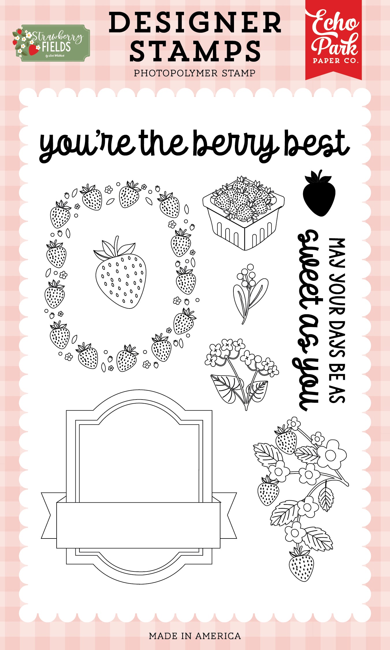 Echo Park - Strawberry Fields Collection - Clear Photopolymer Stamps - You're The Berry Best
