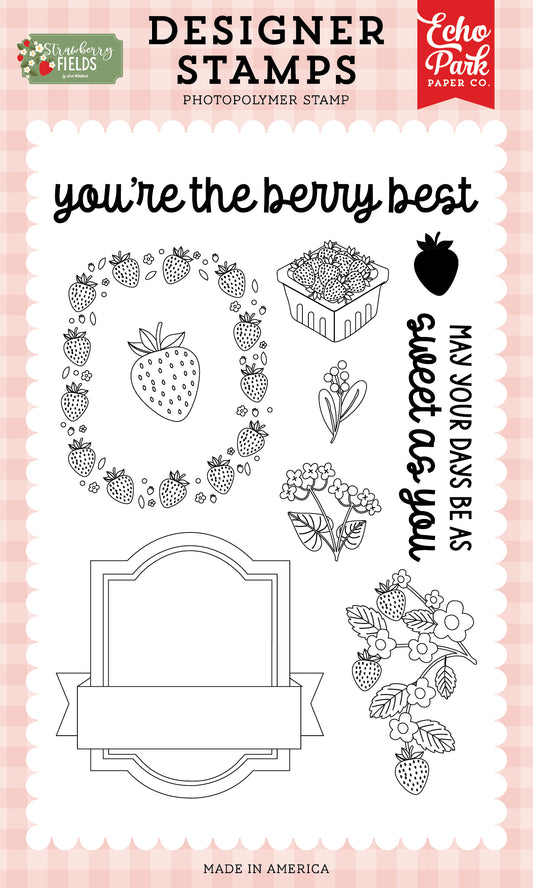 Echo Park - Strawberry Fields Collection - Clear Photopolymer Stamps - You're The Berry Best