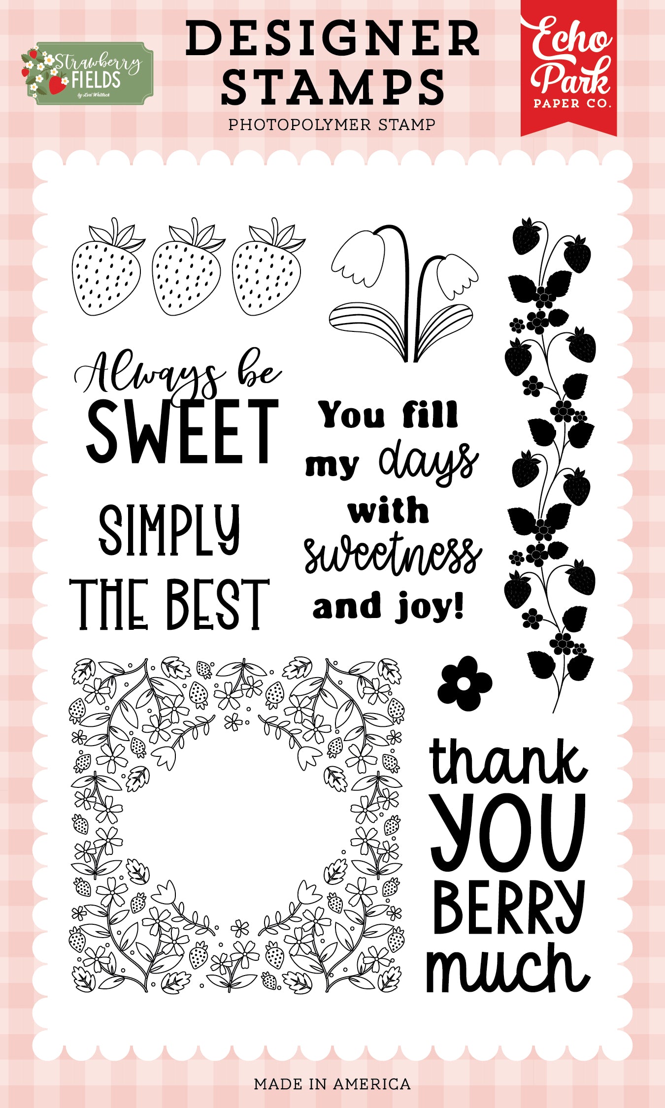Echo Park - Strawberry Fields Collection - Clear Photopolymer Stamps - Thank You Very Much