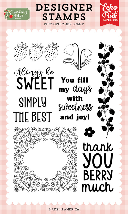 Echo Park - Strawberry Fields Collection - Clear Photopolymer Stamps - Thank You Very Much