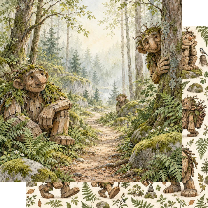 SSC Designs  - Troll Hunting Collection - 12 x 12 Double Sided Scrapbook Paper - Peeking Troll