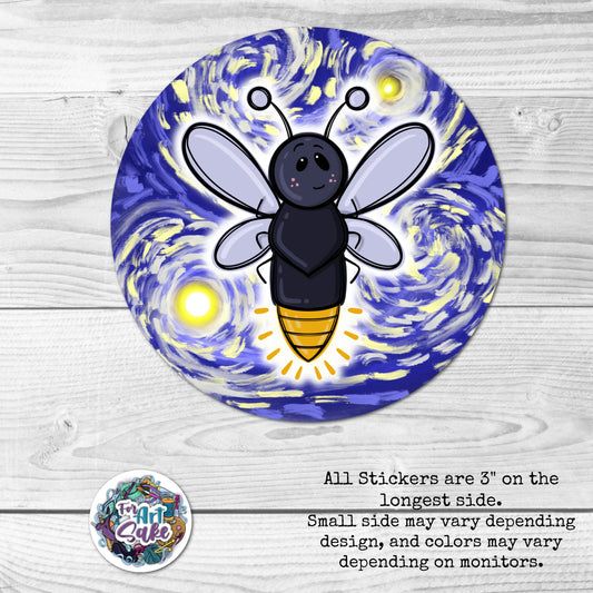 For Art Sake Stickers -  3" Sticker -Firefly Night