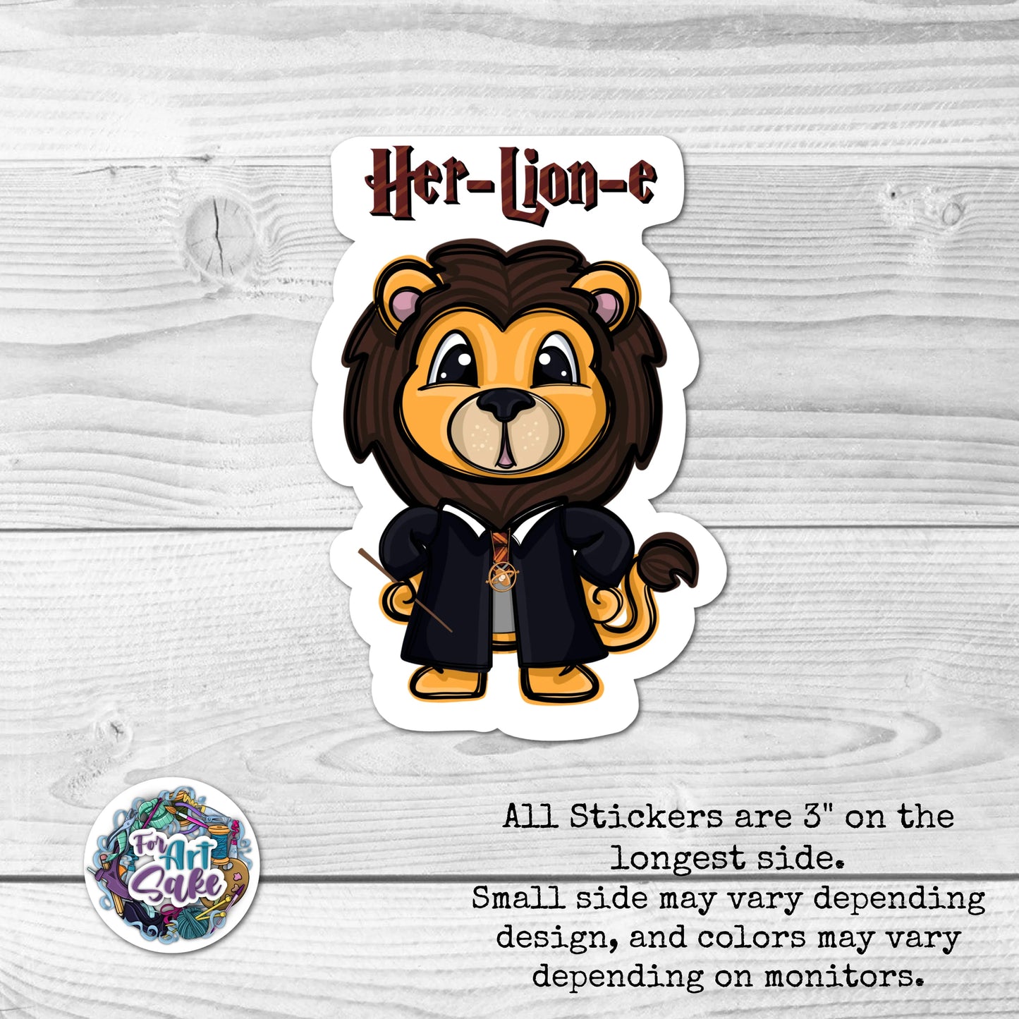 For Art Sake Stickers -  Wizard Pun Series- Her-Lion-e
