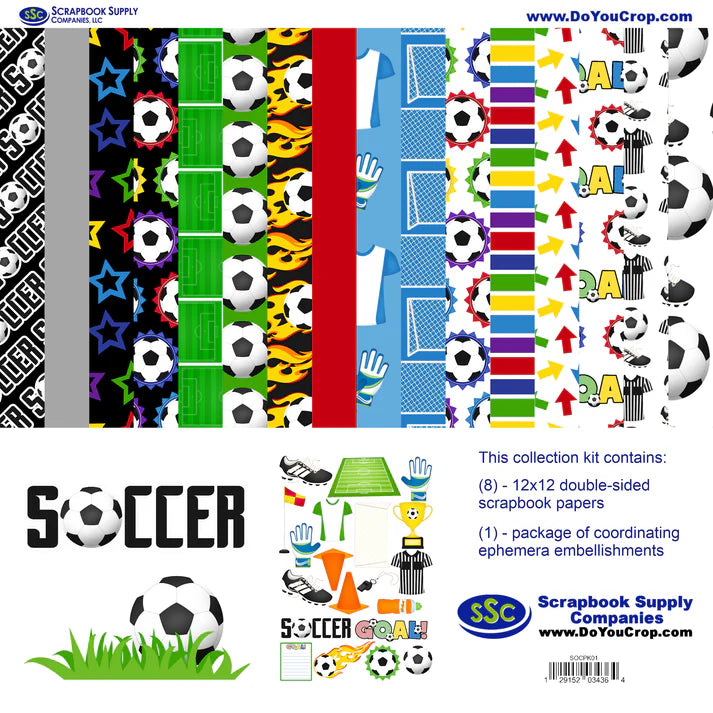 SSC Designs - Soccer Season 12 x 12 Scrapbook Paper & Embellishment Kit