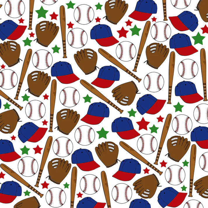 SSC Designs - Sports Beat Collection -  Baseball Heartbeat 12 x 12 Double-Sided Scrapbook Paper