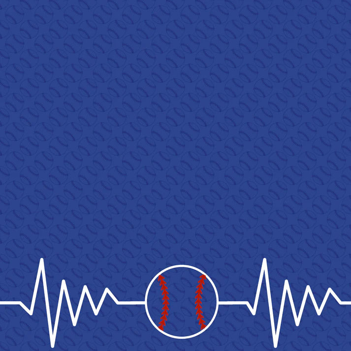 SSC Designs - Sports Beat Collection -  Baseball Heartbeat 12 x 12 Double-Sided Scrapbook Paper