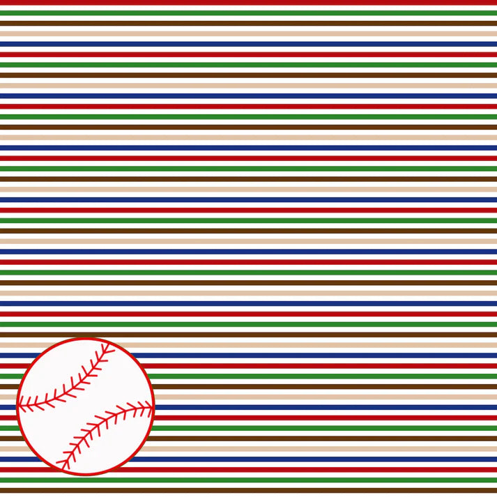 SSC Designs - Sports Beat Collection -   12 x 12 Double-Sided Scrapbook Paper - Batter Up