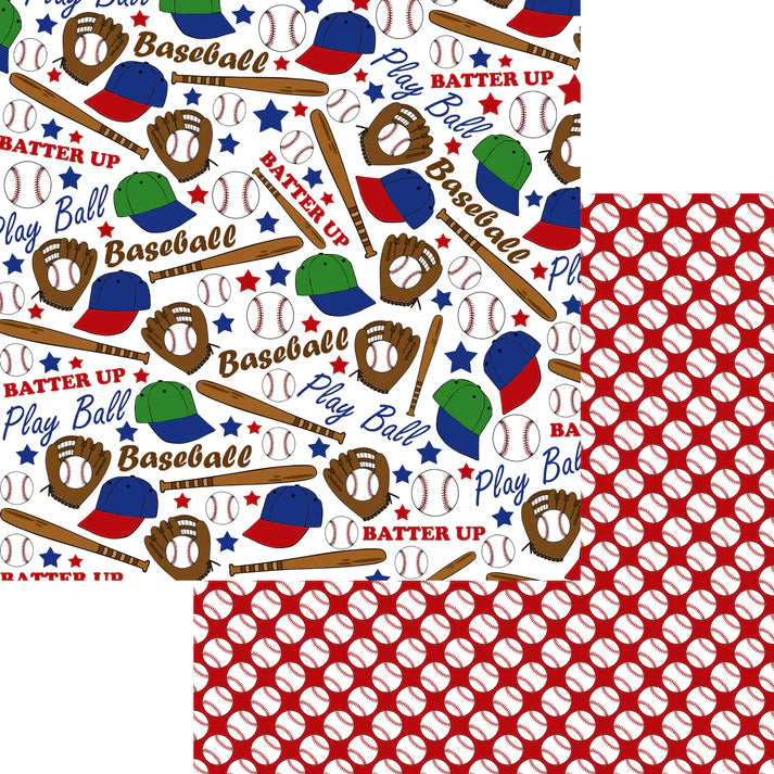 SSC Designs - Sports Beat Collection -  Play Ball 12 x 12 Double-Sided Scrapbook Paper