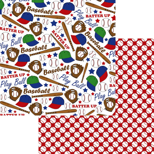 SSC Designs - Sports Beat Collection -  Play Ball 12 x 12 Double-Sided Scrapbook Paper