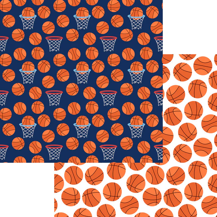 SSC Designs - Sports Beat Collection -  12 x 12 Double-Sided Scrapbook Paper - Basketball Hoops
