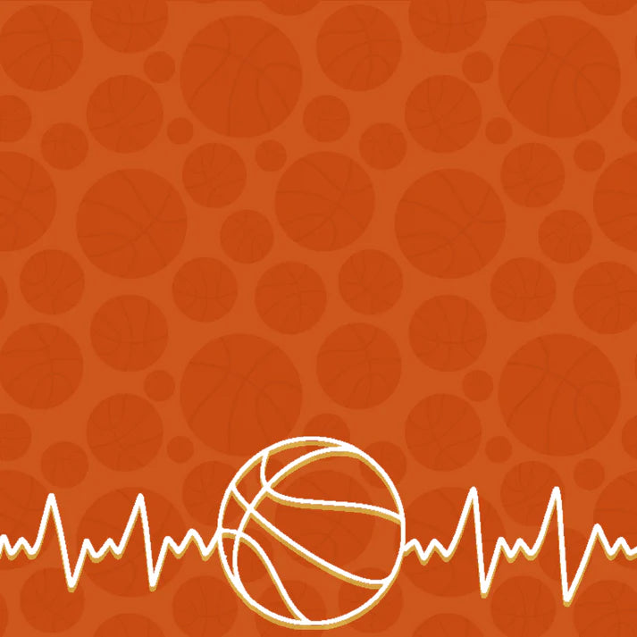 SSC Designs - Sports Beat Collection - 12 x 12 Double-Sided Scrapbook Paper - Basketball Heartbeat