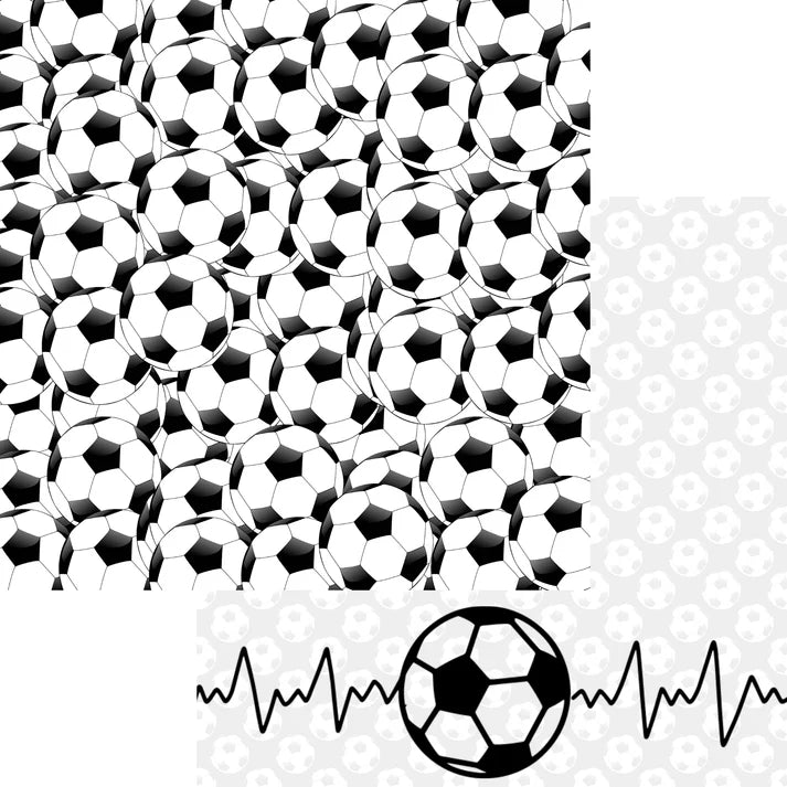 SSC Designs - Sports Beat Collection -  12 x 12 Double-Sided Scrapbook Paper - Soccer Heartbeat