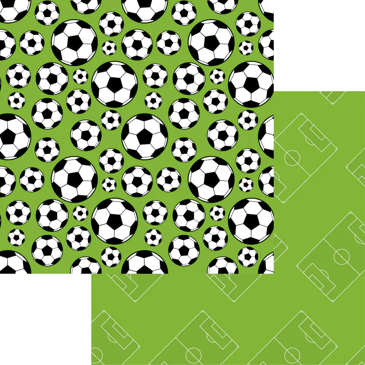 SSC Designs - Sports Beat Collection -  Soccer Balls 12 x 12 Double-Sided Scrapbook Paper