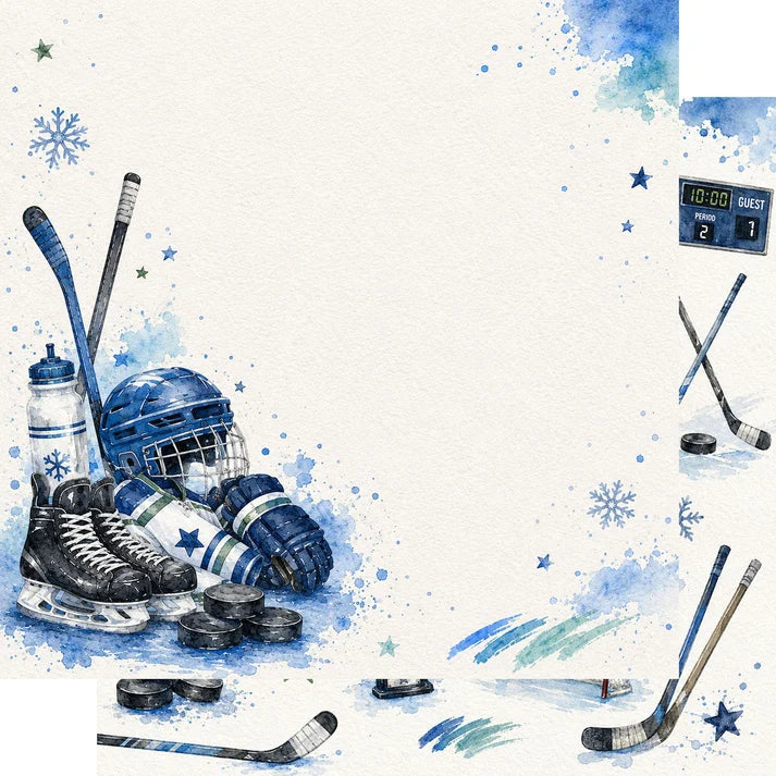SSC - Sports Collection - 12 x 12 Double-Sided Scrapbook Paper - Hockey