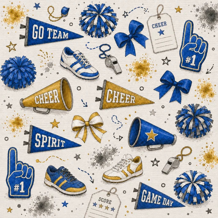 SSC - Sports Collection - 12 x 12 Double-Sided Scrapbook Paper - Cheer Blue