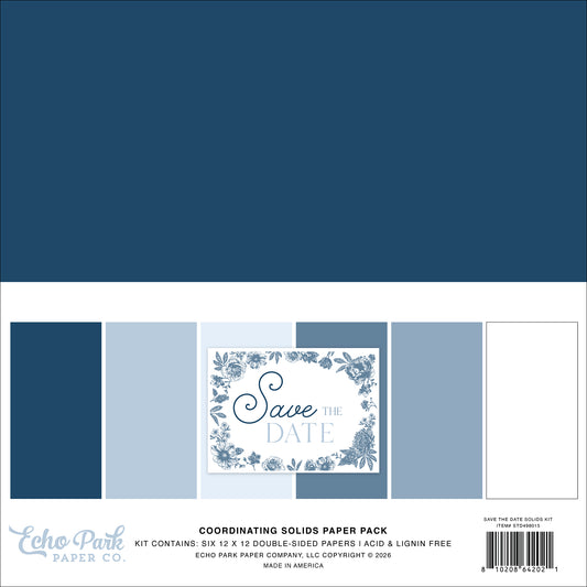 Echo Park - Save The Date Collection - 12 x 12 Paper Pack - Solids