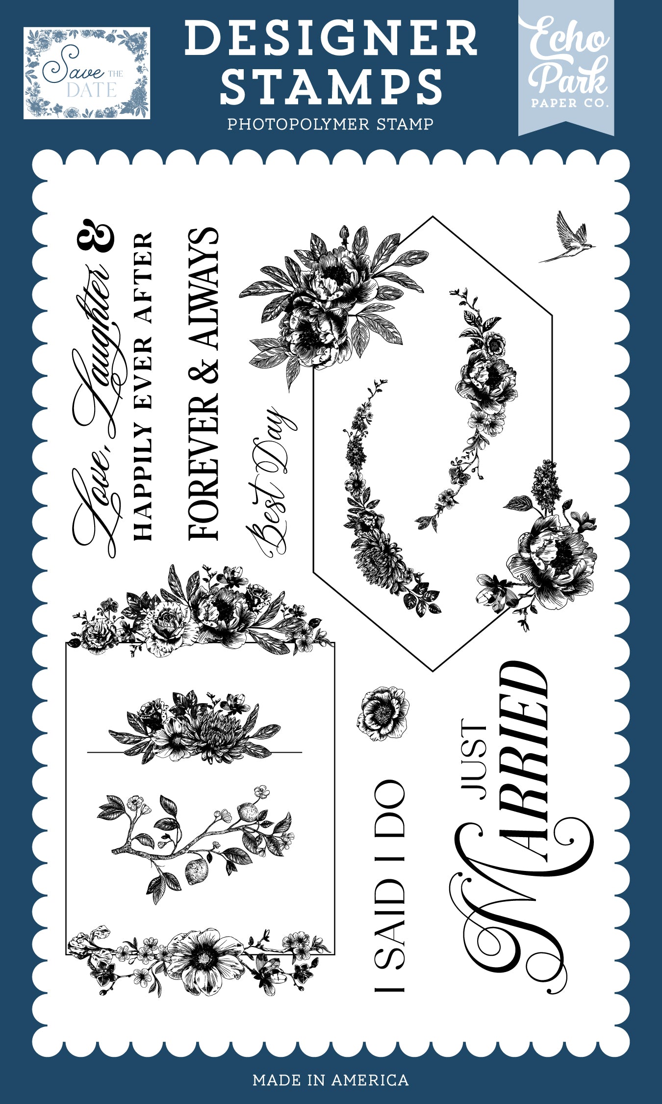 Echo Park - Save The Date Collection - Clear Photopolymer Stamps - I Said I Do