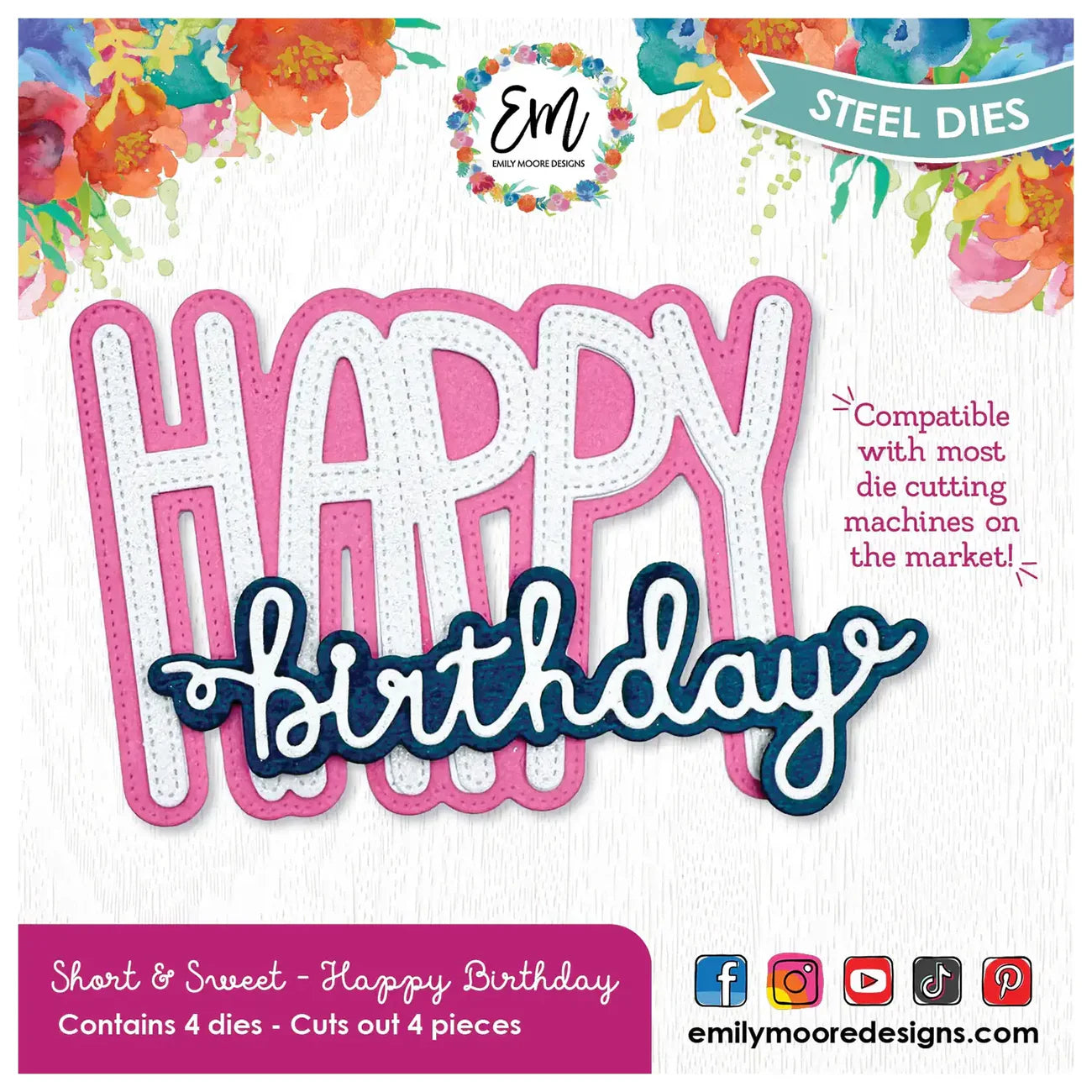 Emily Moore Designs - Dies - Happy Birthday Word - Short & Sweet