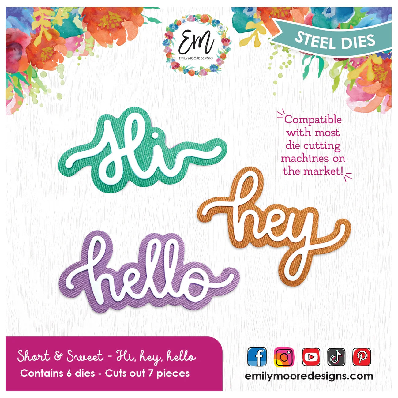 Emily Moore Designs - Word Dies - Hi, Hey, Hello Short & Sweet