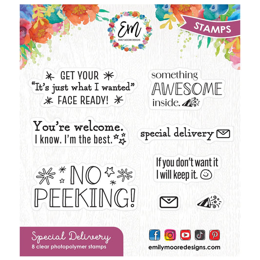Emily Moore Designs -  Clear Photopolymer Stamps - Special Delivery
