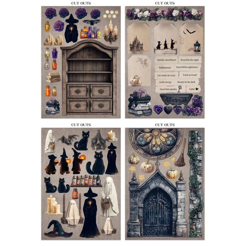 Stamperia - Printed Art Junk Journal - Stickers, Cut-Outs, and Backgrounds - Halloween