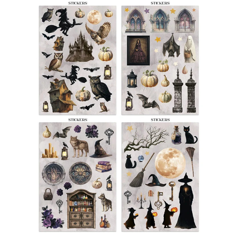 Stamperia - Printed Art Junk Journal - Stickers, Cut-Outs, and Backgrounds - Halloween