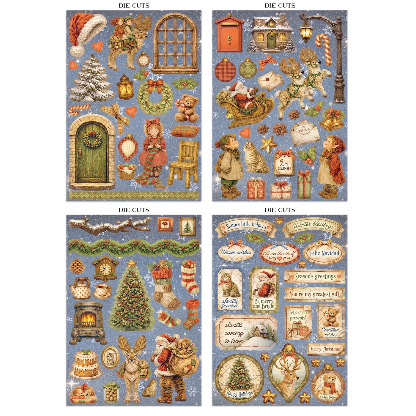 Stamperia - Printed Art Junk Journal - Stickers, Cut-Outs, and Backgrounds - Silent Night
