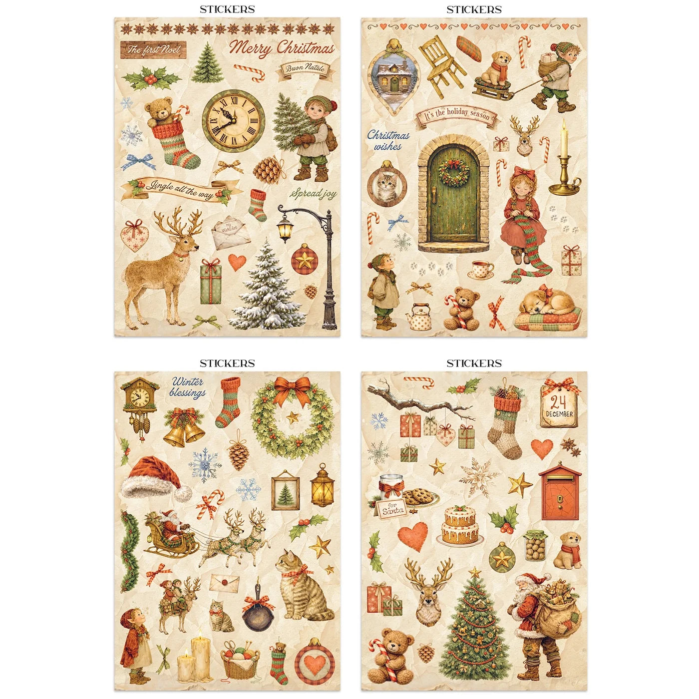 Stamperia - Printed Art Junk Journal - Stickers, Cut-Outs, and Backgrounds - Silent Night