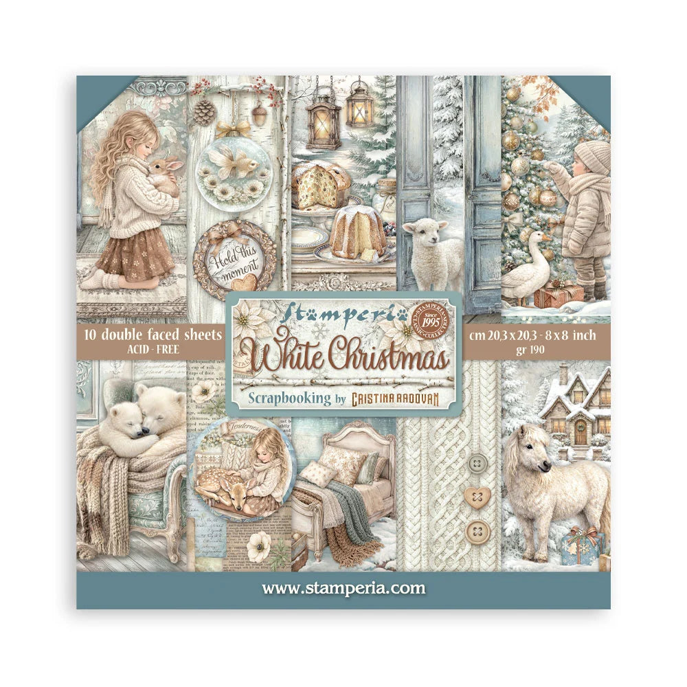 Stamperia - White Christmas Collection - 8 x 8 Paper Pad