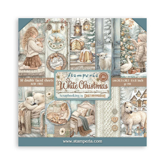 Stamperia - White Christmas Collection - 8 x 8 Paper Pad
