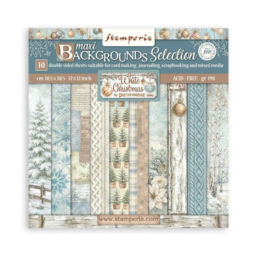 Stamperia - White Christmas Collection - 12 x 12 Paper Pad - Backgrounds