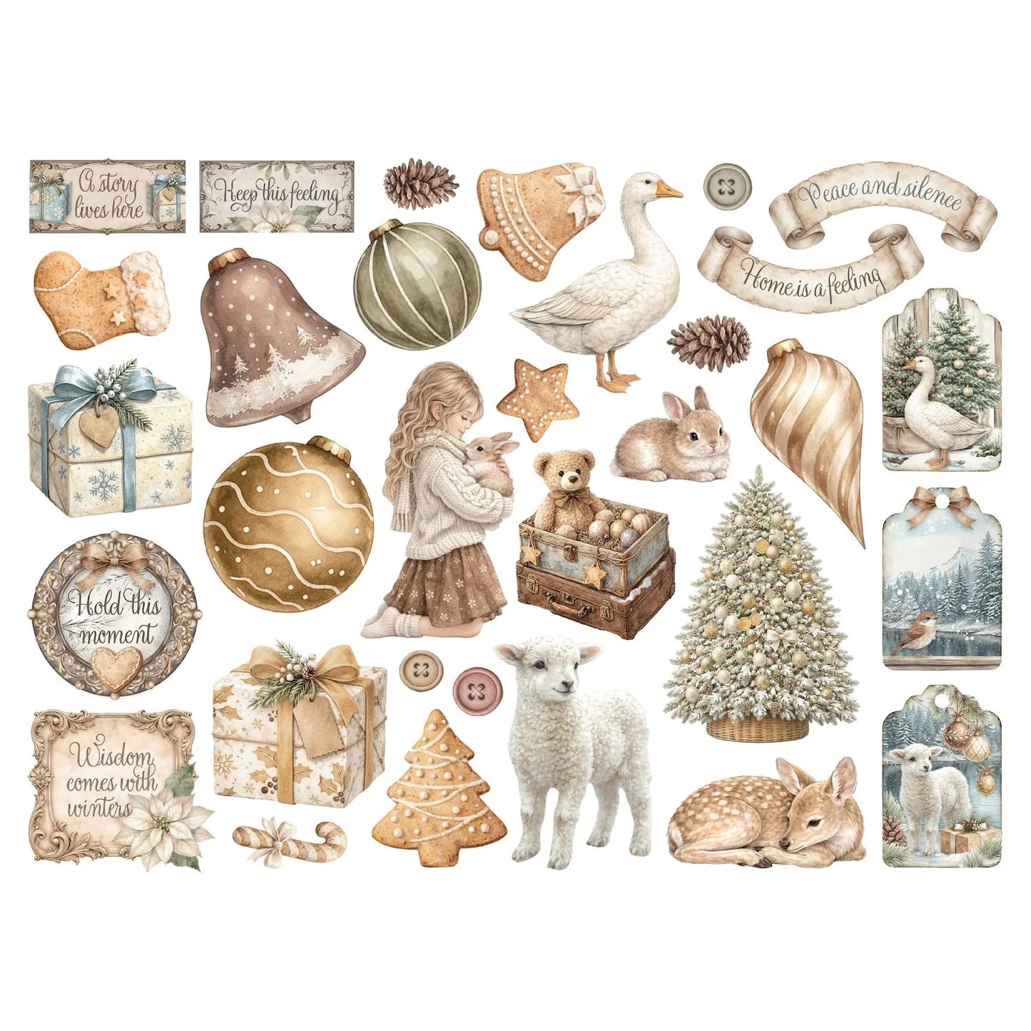 Stamperia - White Christmas Collection - Ephemera - Assorted Die Cuts