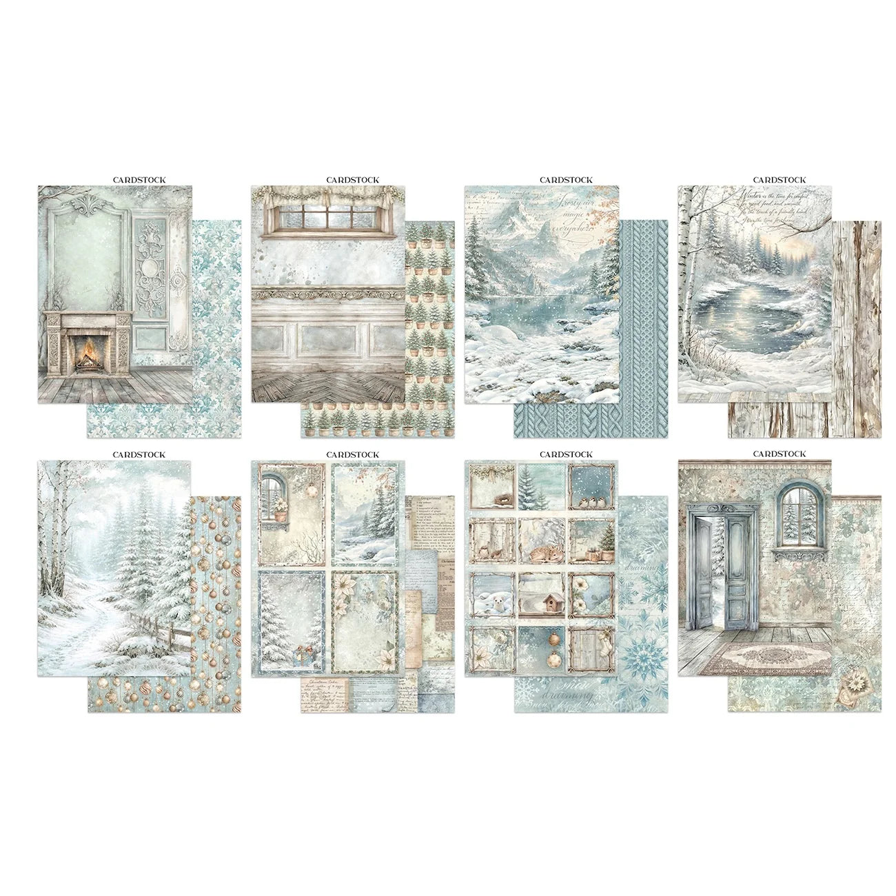 Stamperia - Printed Art Junk Journal - Stickers, Cut-Outs, and Backgrounds - White Christmas
