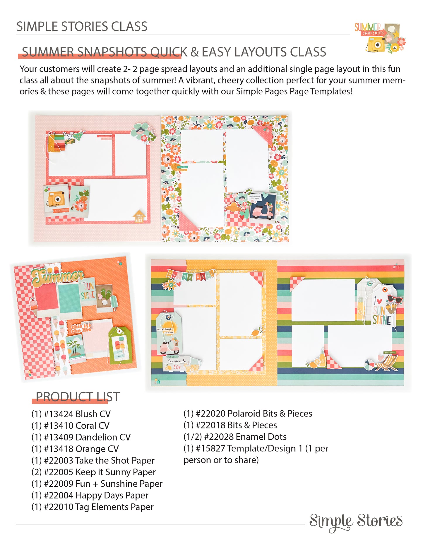 Simple Stories - Summer Snapshot 12 x 12 Layout Kit