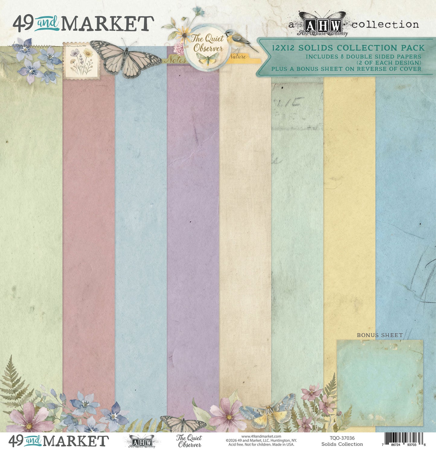 49 And Market - The Quiet Observer Collection - 12 x 12  Collection Pack - Solids