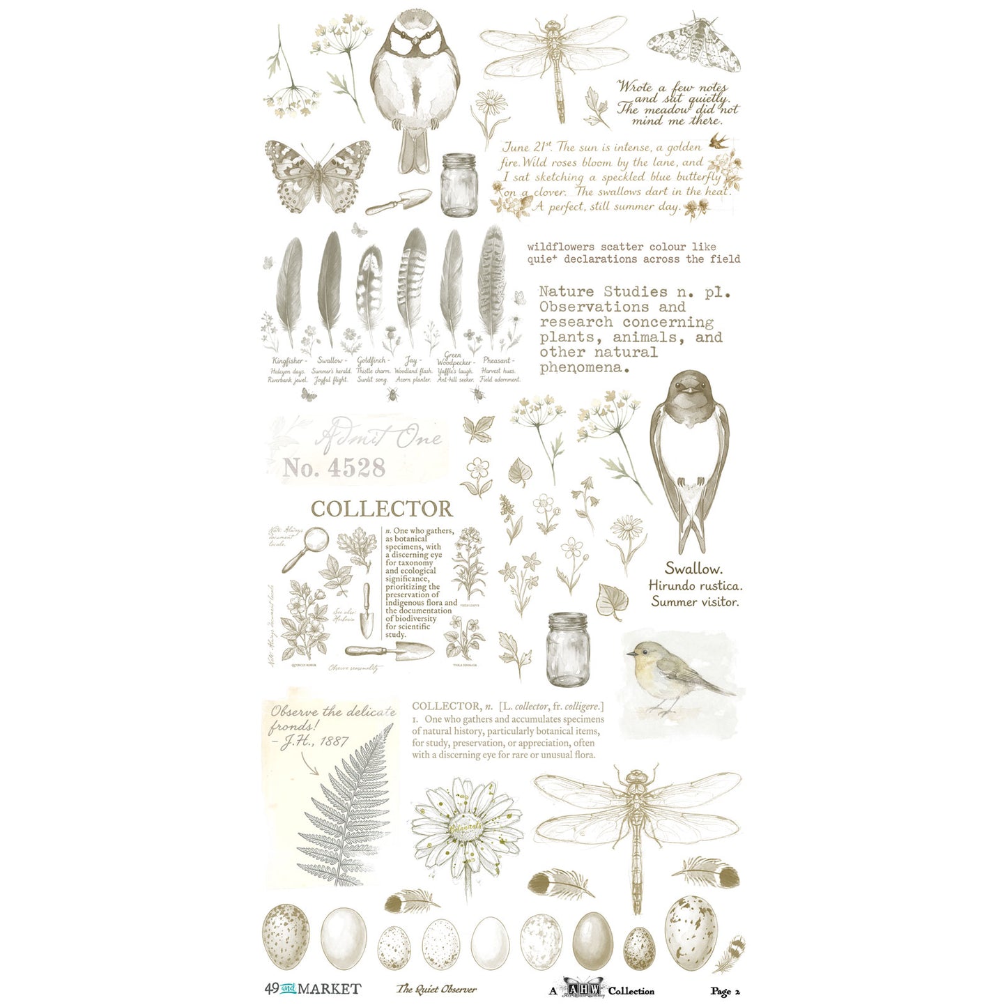 49 And Market - The Quiet Observer Collection - 6 x 12 Essential Rub-Ons