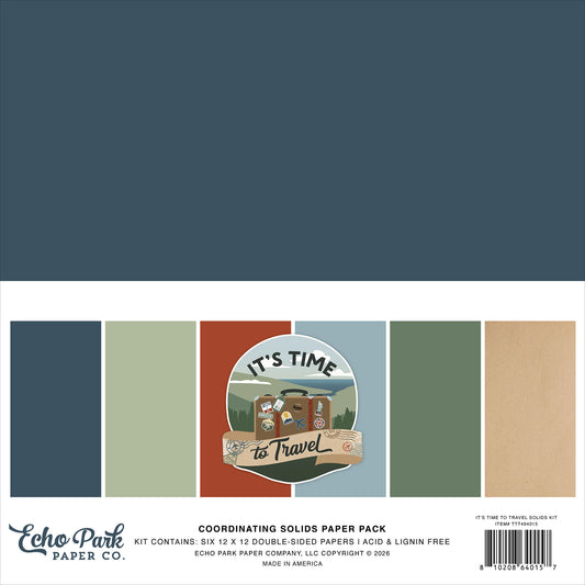 Echo Park - It's Time To Travel Collection - 12 x 12 Paper Pack - Solids