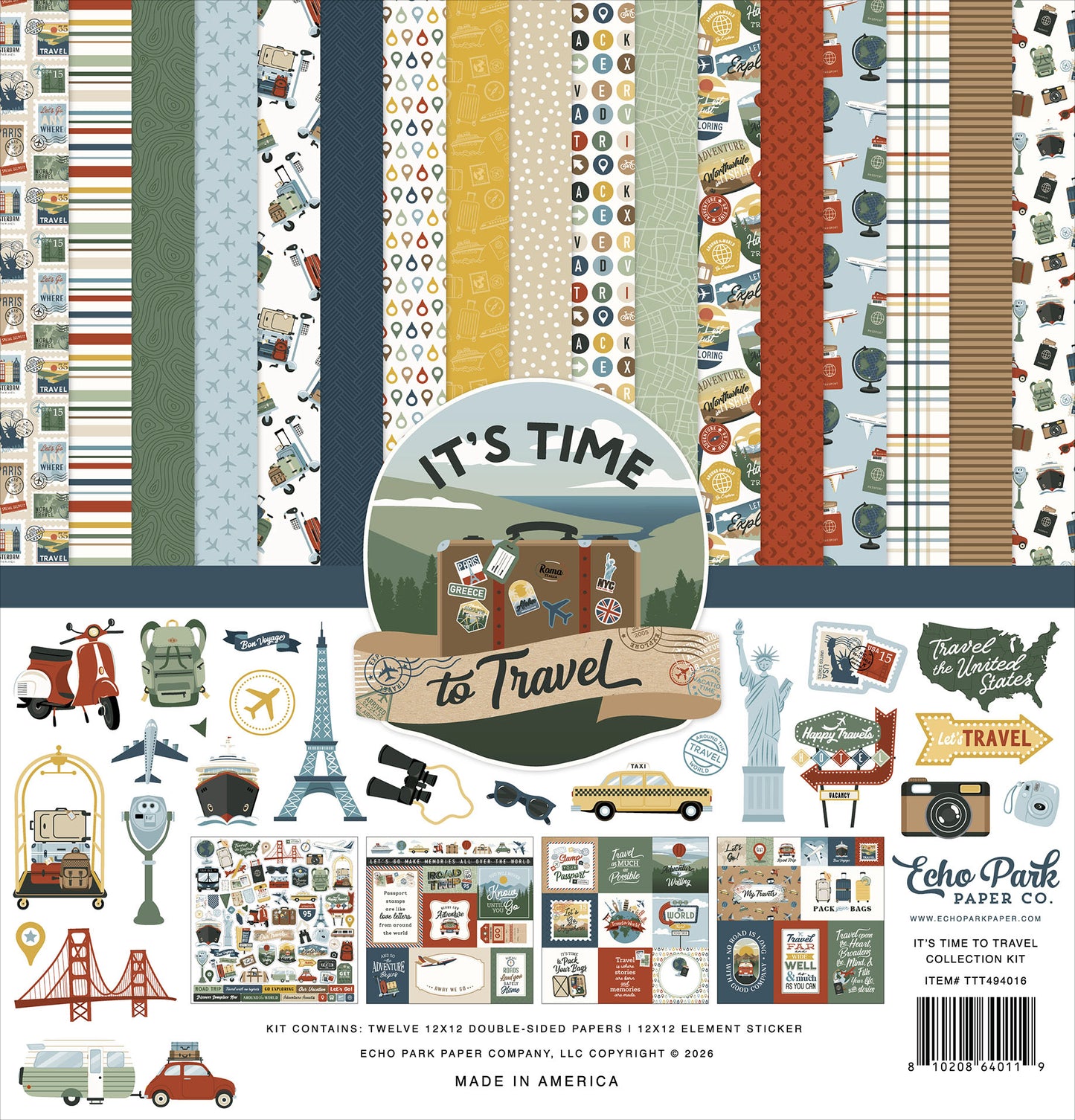 Echo Park - It's Time To Travel Collection - 12 x 12 Collection Kit
