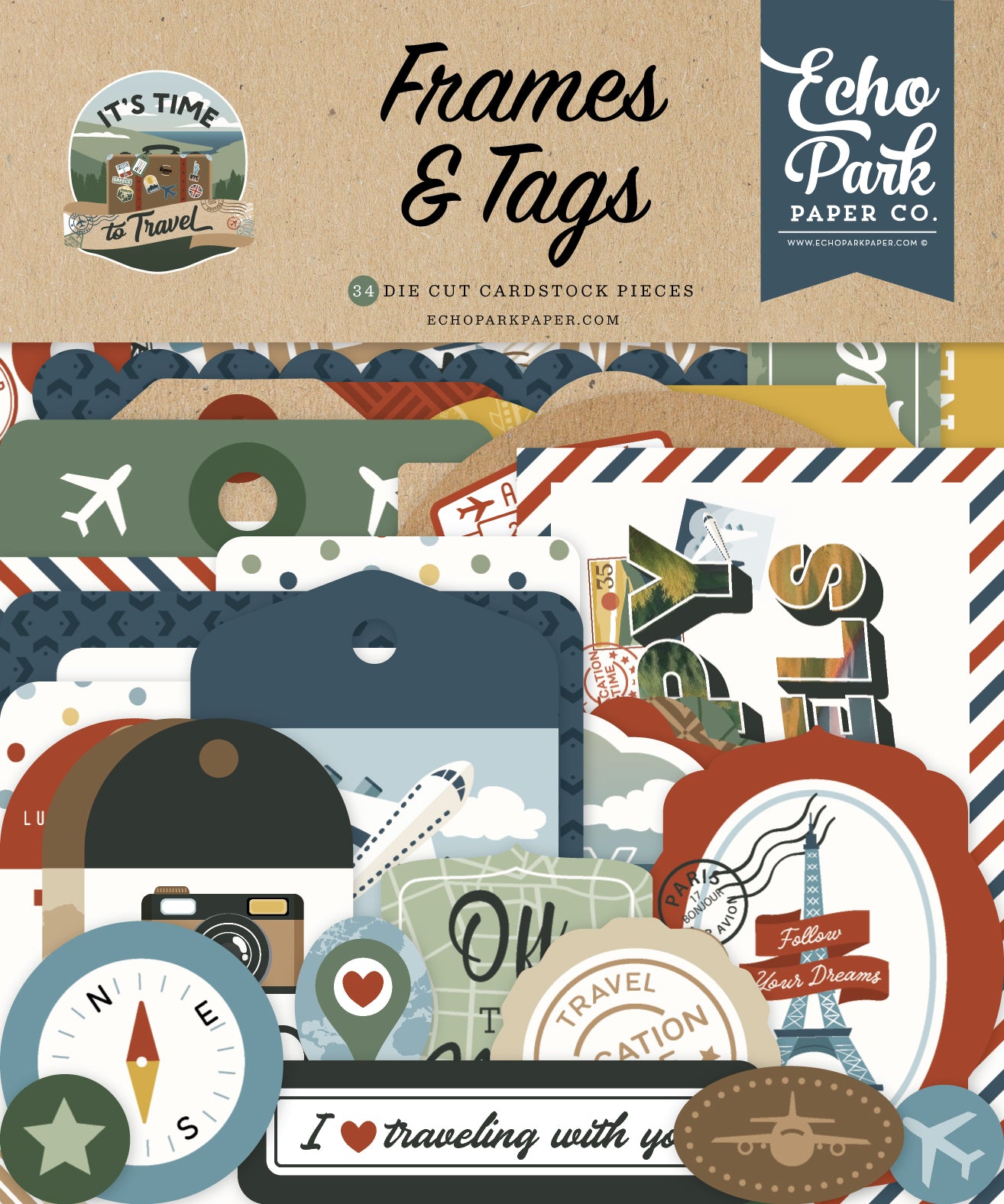 Echo Park - It's Time To Travel Collection - Frames And Tags