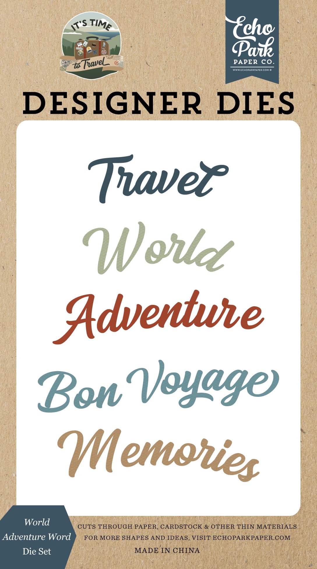 Echo Park - It's Time To Travel Collection - Designer Dies - World Adventure Word Dies