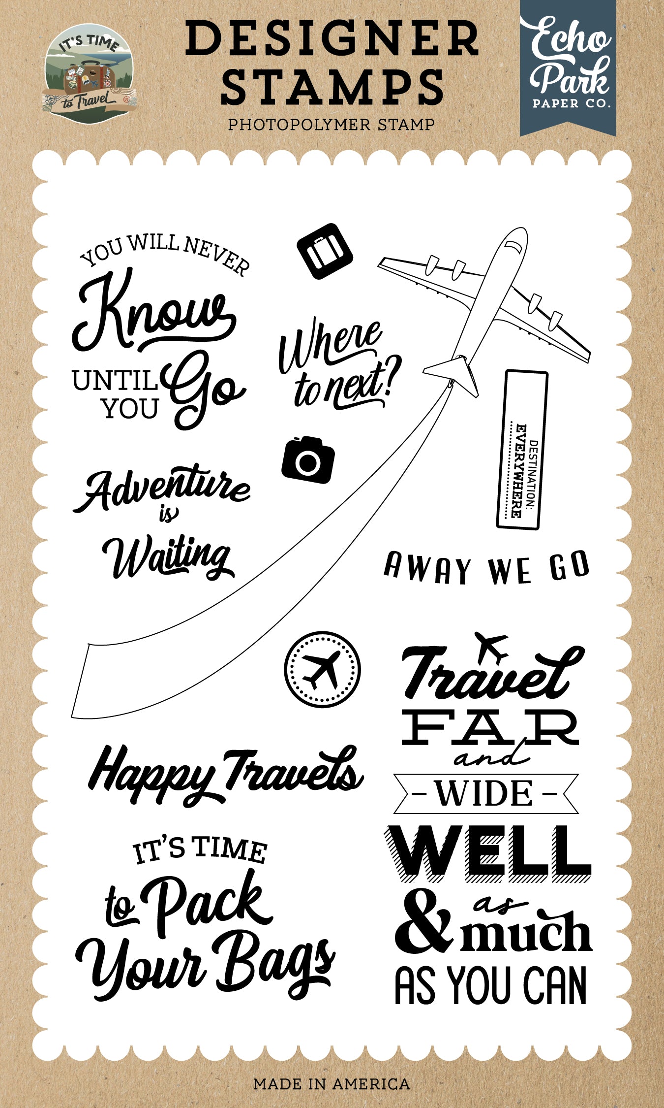 Echo Park - It's Time To Travel Collection - Clear Photopolymer Stamps - Where To Next