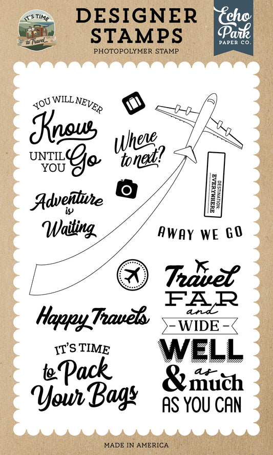 Echo Park - It's Time To Travel Collection - Clear Photopolymer Stamps - Where To Next