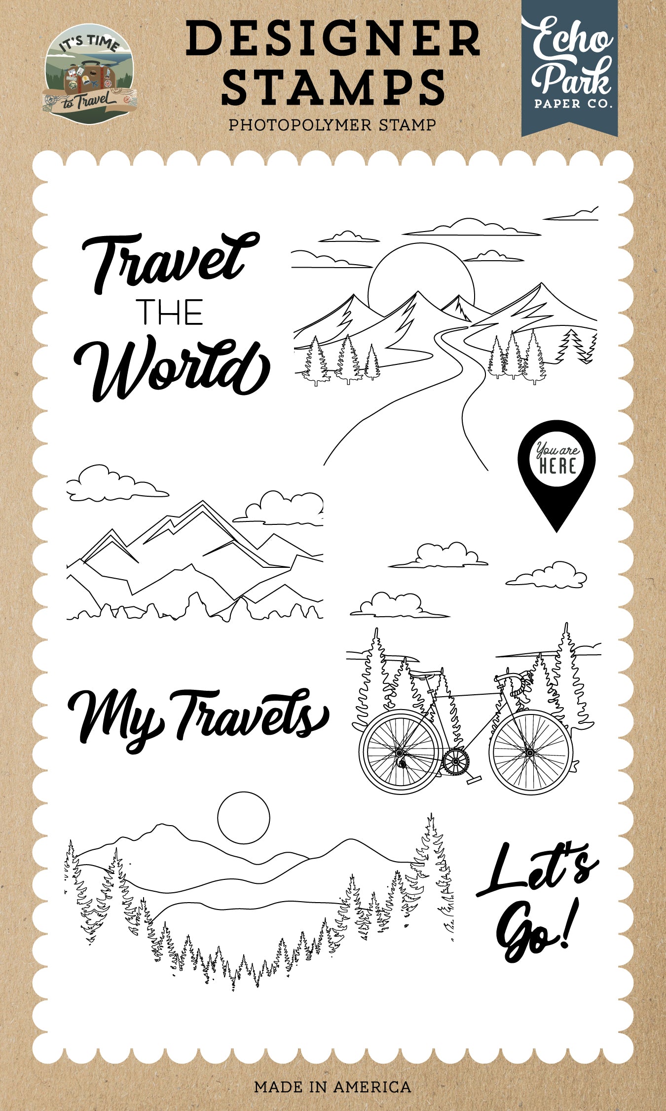 Echo Park - It's Time To Travel Collection - Clear Photopolymer Stamps - Scenic Views